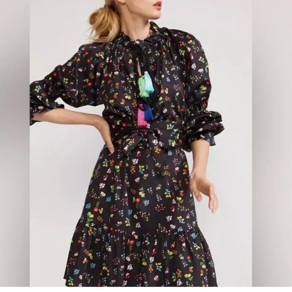 Cynthia Rowley Betty Floral Dress With Tassels.